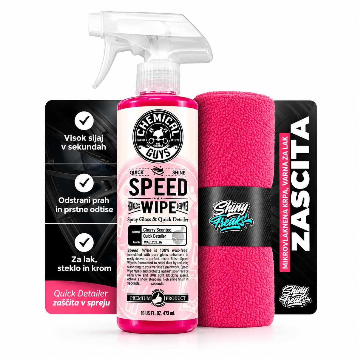 Chemical Guys Speed Wipe 473 ml + krpa – komplet za brzu njegu laka